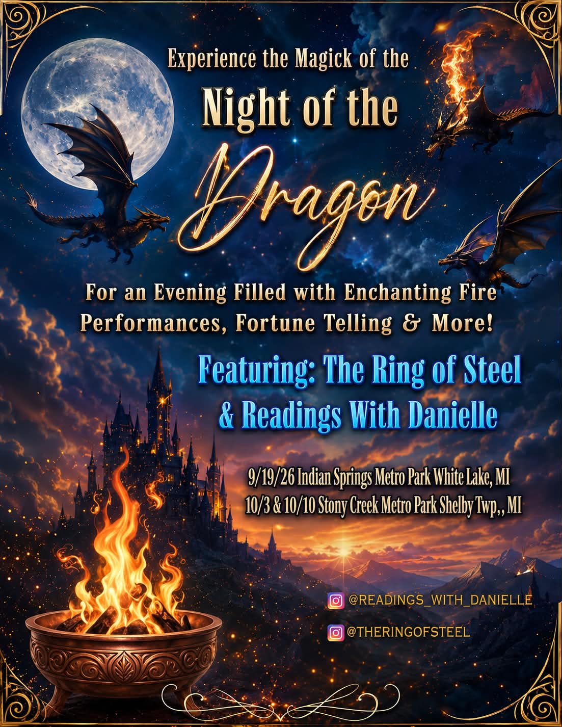 Night of the Dragon - September 19, 2026 Indian Springs Metro Parks, White Lake, MI and 10/9, 10/10/26 Stony Creek Shelby Twp., MI 